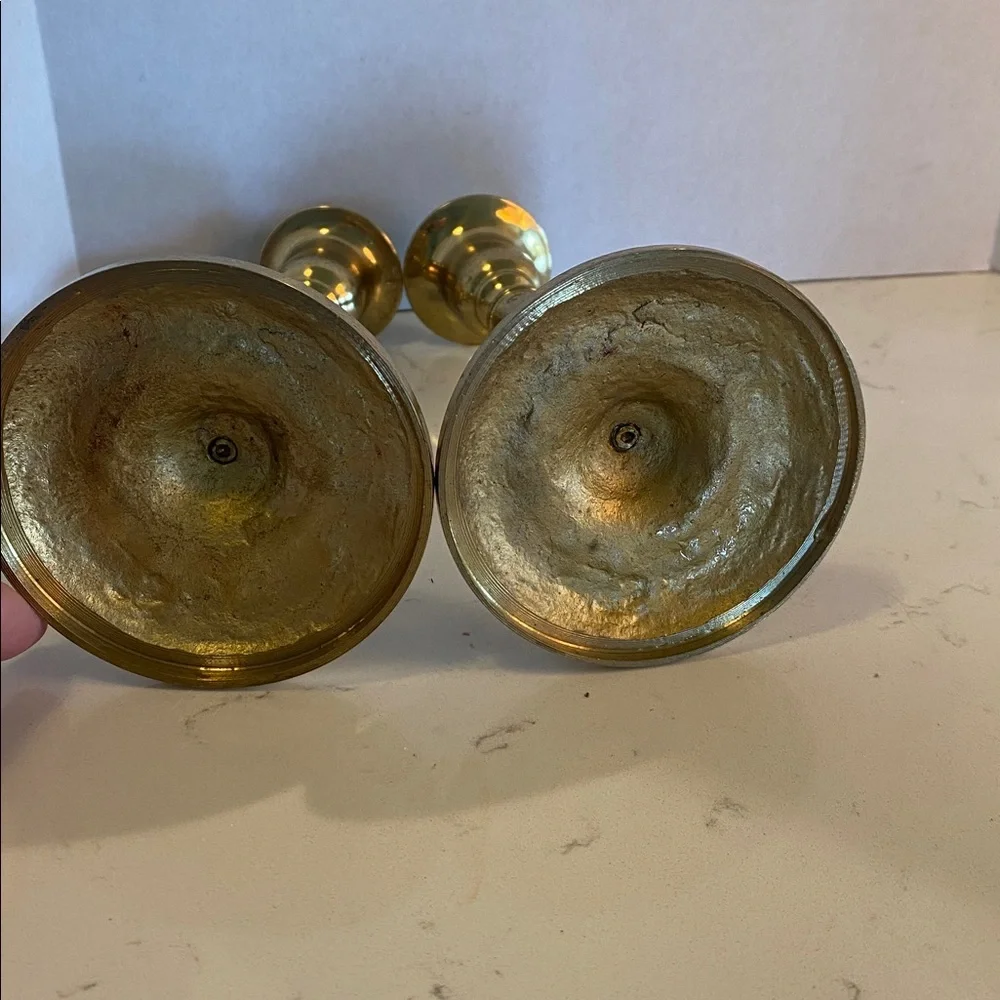 Brass Taper Candle Holders - Pair 6”